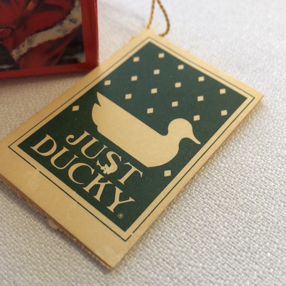 Vintage JUST DUCKY  Porcelain Circus Bear in Christmas Box Ornament - Picture 5 of 6